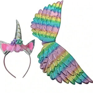 Unicorn horn headband and rainbow wing